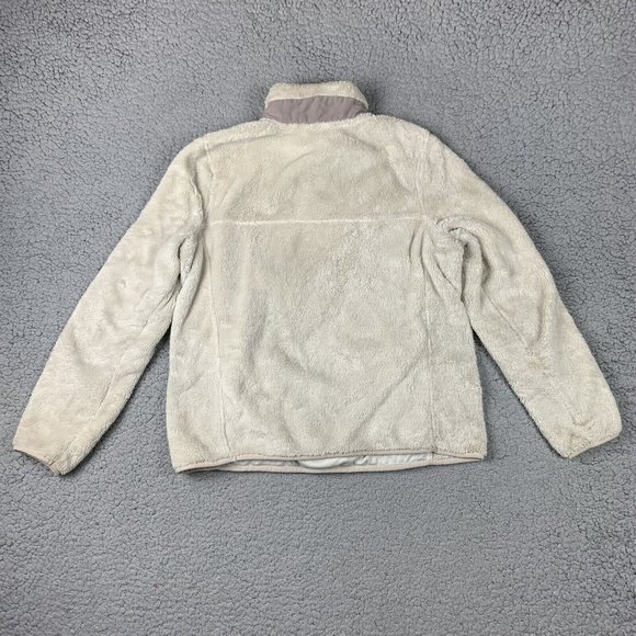 LL Bean Women’s Deep Pile Fleece Pullover Sweatshirt Jacket 1/4 T Snap Cream PS - Picture 6 of 12